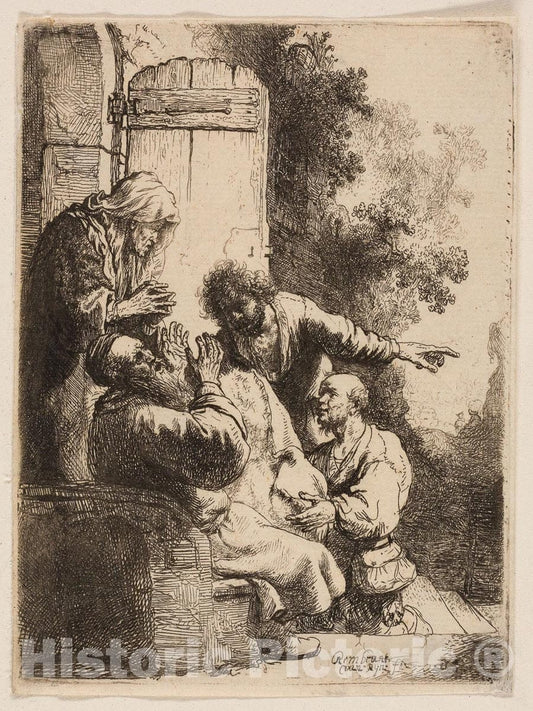 Art Print : Josephs Coat Brought to Jacob, Rembrandt Harmenszoon Van Rijn, c 1854, Vintage Wall Decor :
