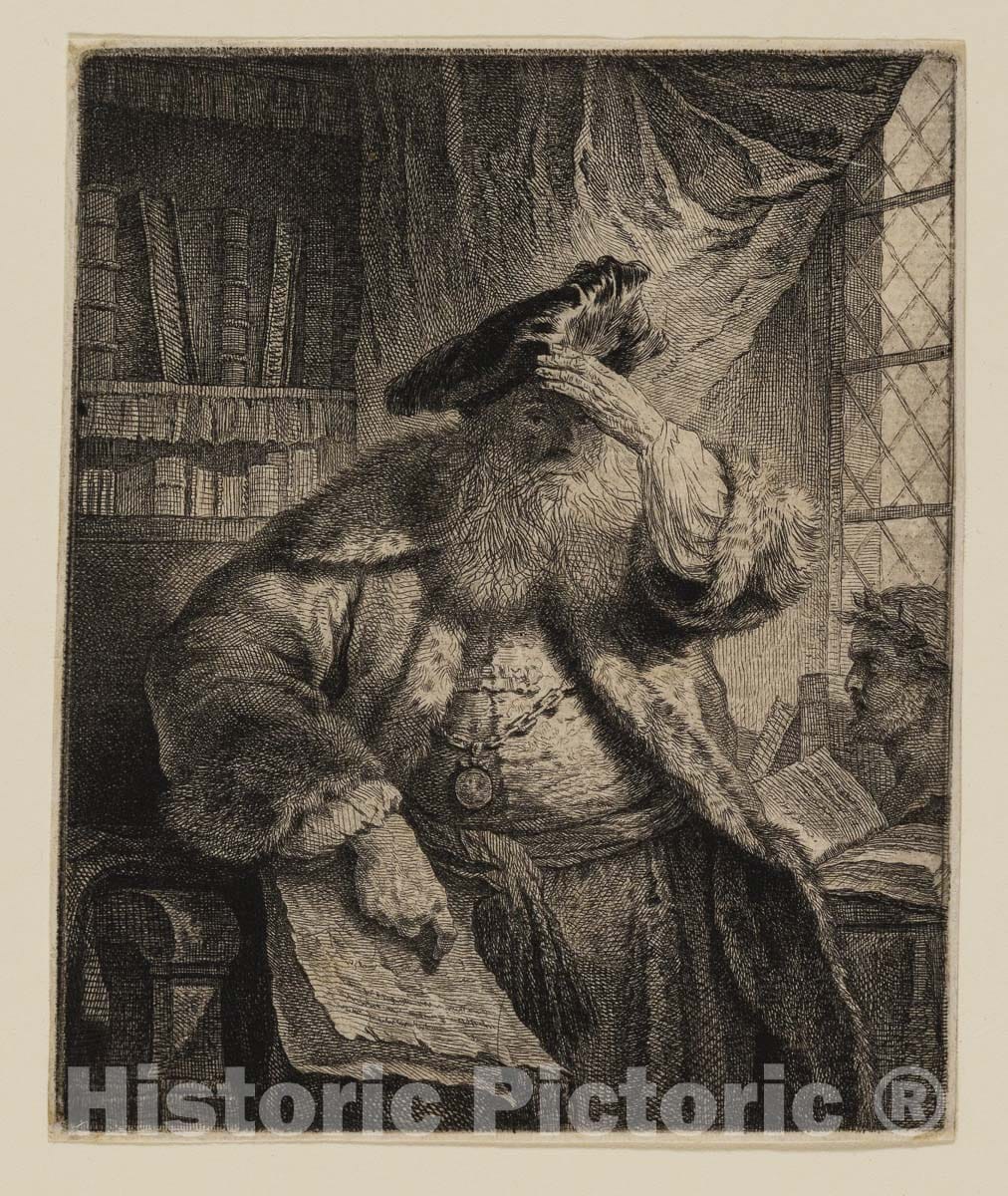 Art Print : Old Man Shading His Eyes with His Hand, Rembrandt Harmenszoon Van Rijn, c.1913, Vintage Wall Decor :