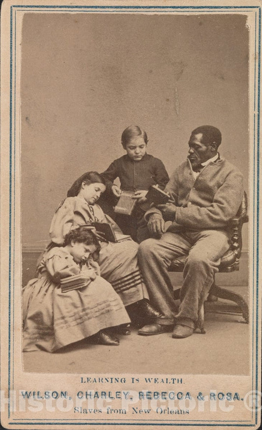Art Print : Charles Paxson - Learning is Wealth—Wilson, Charley, Rebecca, and Rosa, Slaves from New Orleans : Vintage Wall Art