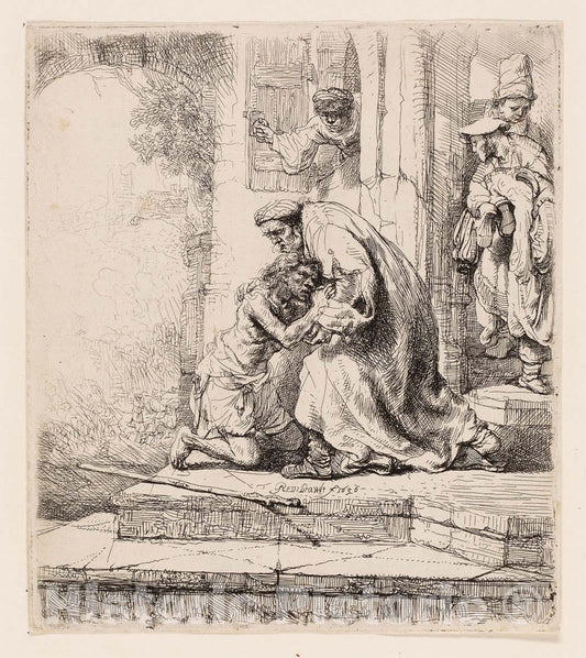 Art Print : The Return of the Prodigal Son, Rembrandt Harmenszoon Van Rijn, c 1795, Vintage Wall Decor :