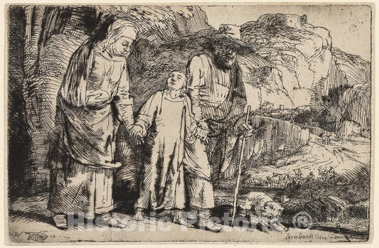 Art Print : Christ Returning from the Temple with His Parents, Rembrandt Harmenszoon Van Rijn, c 1861, Vintage Wall Decor :