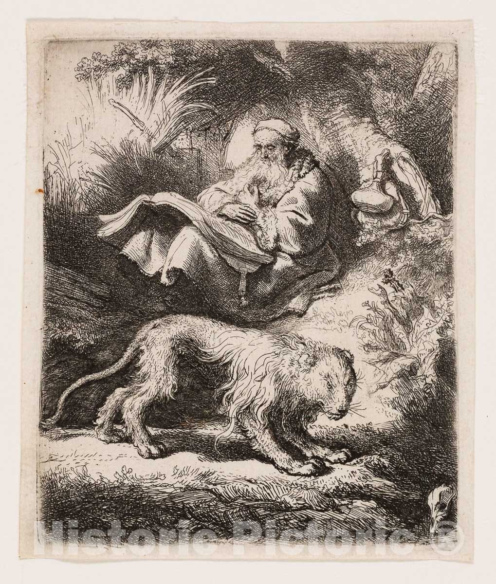 Art Print : St. Jerome Reading, Rembrandt Harmenszoon Van Rijn, c.1645, Vintage Wall Decor :