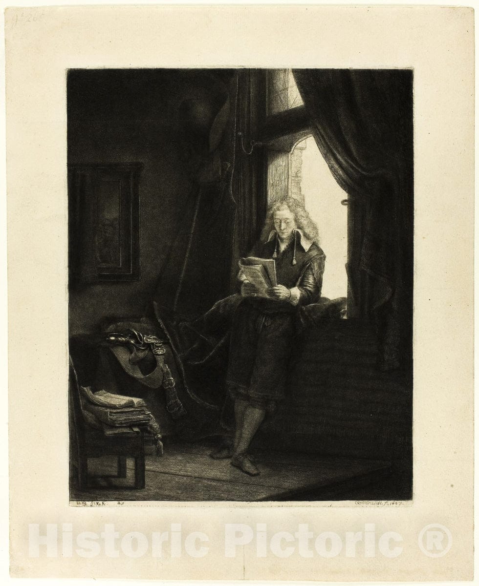 Art Print : Jan Six, Rembrandt Harmenszoon Van Rijn, c 1880, Vintage Wall Decor :