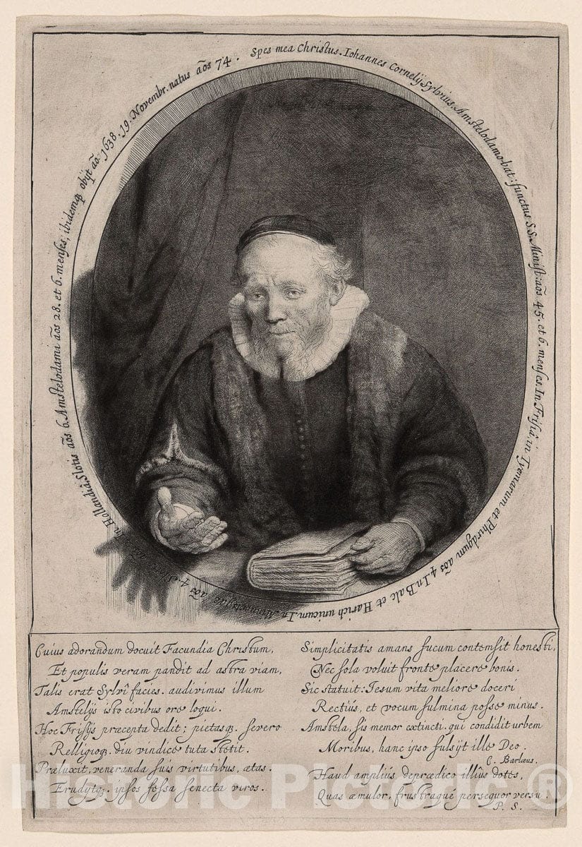 Art Print : Jan Cornelius Sylvius, Preacher, Rembrandt Harmenszoon Van Rijn, c.1864, Vintage Wall Decor :