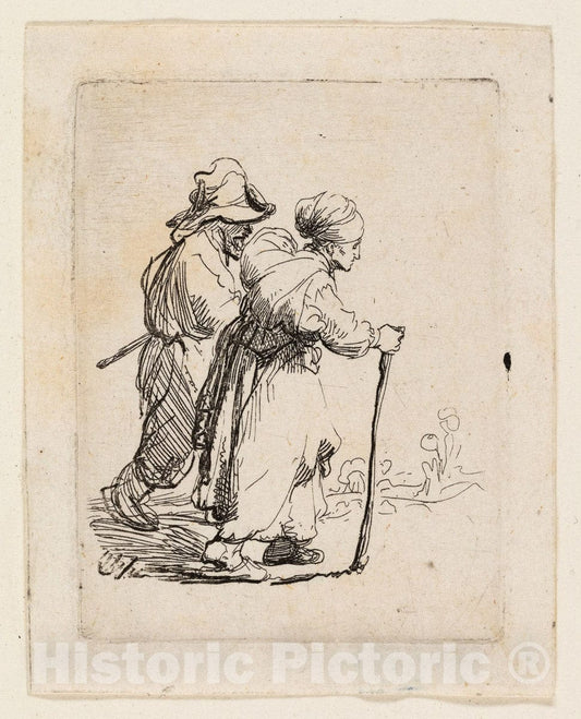 Art Print : Two Tramps, a Man and a Woman, Rembrandt Harmenszoon Van Rijn, c 1765, Vintage Wall Decor :