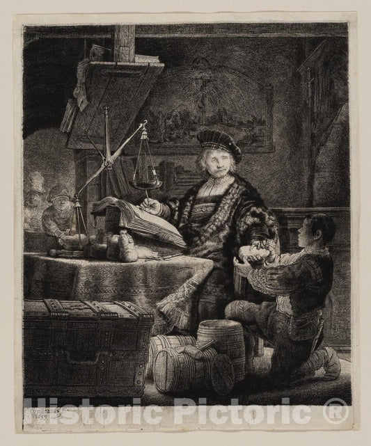 Art Print : Jan Uytenbogaert, Â“The GoldweigherÂ”, Rembrandt Harmenszoon Van Rijn, c 1878, Vintage Wall Decor :
