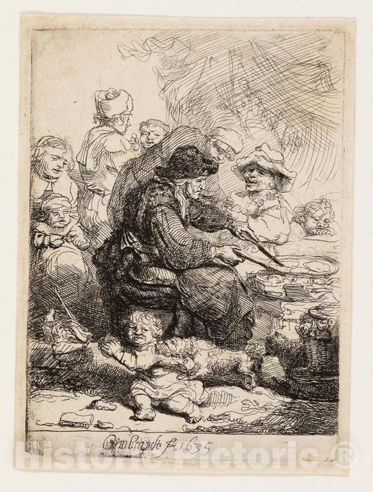 Art Print : The Pancake Woman, Rembrandt Harmenszoon Van Rijn, c 1891, Vintage Wall Decor :