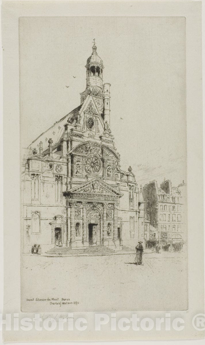 Art Print : St. Etienne du Mont, Paris, Charles John Watson, c 1880, Vintage Wall Decor :