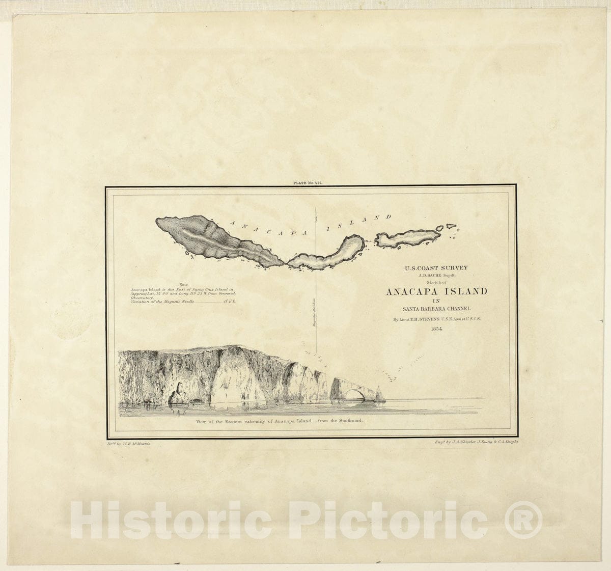 Art Print : Anacapa Island, James McNeill Whistler, c 1857, Vintage Wall Decor :