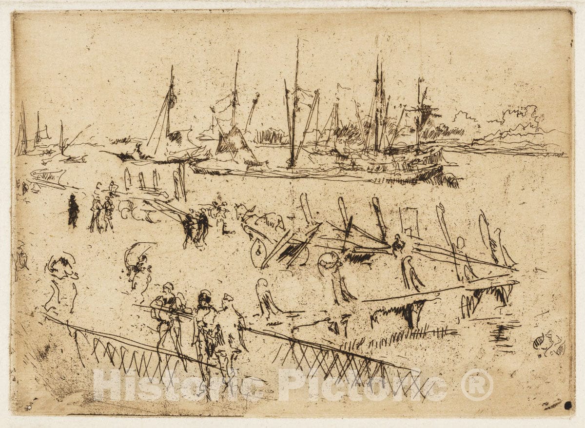 Art Print : Little Dordrecht, James McNeill Whistler, c 1807, Vintage Wall Decor :