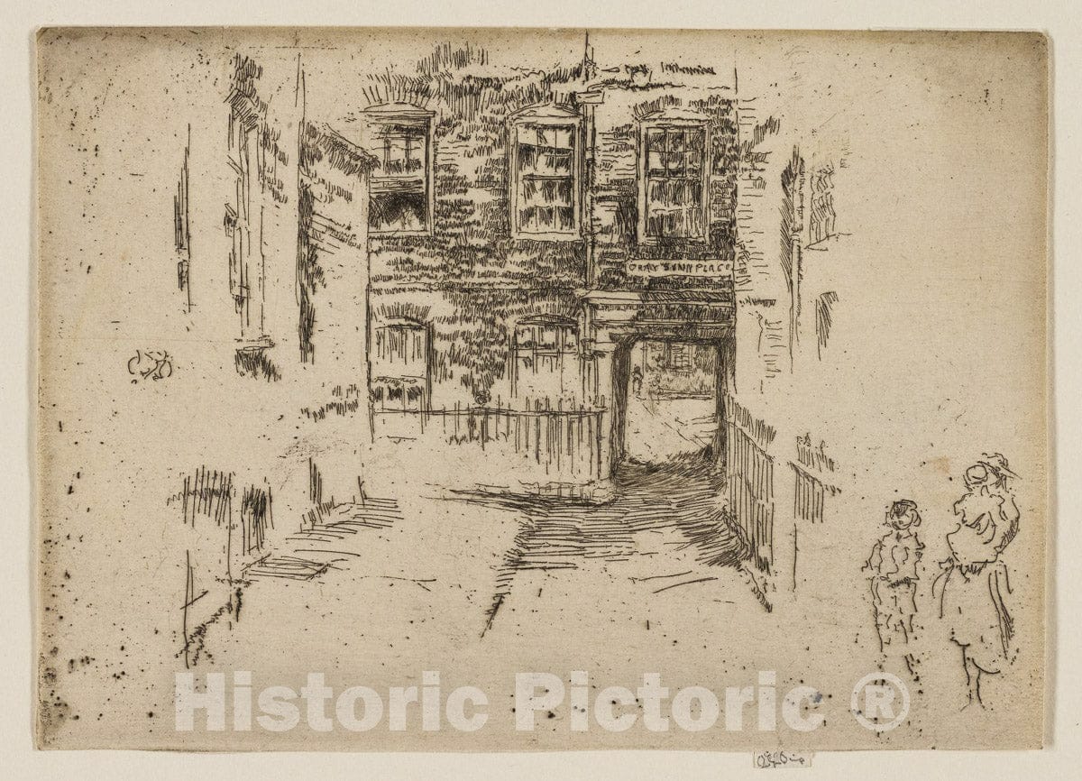 Art Print : Grays Inn Place, James McNeill Whistler, c 1871, Vintage Wall Decor :