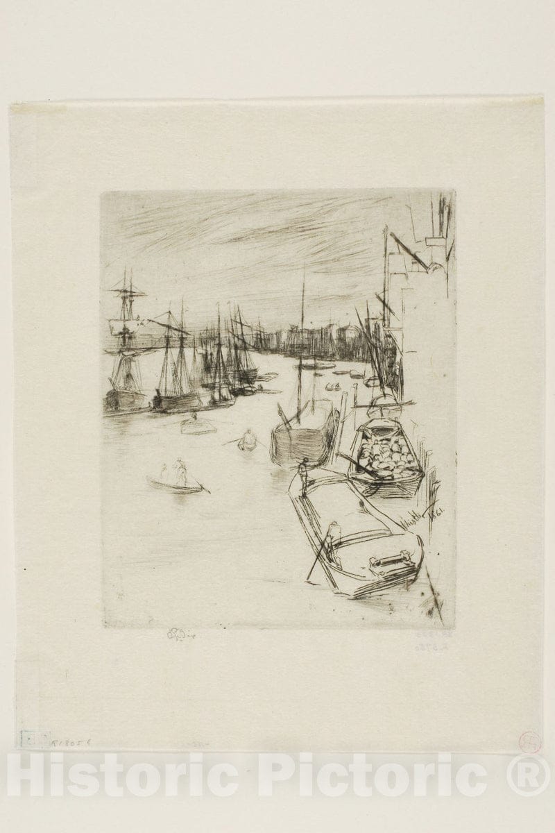 Art Print : The Little Rotherhithe, James McNeill Whistler, c 1887, Vintage Wall Decor :