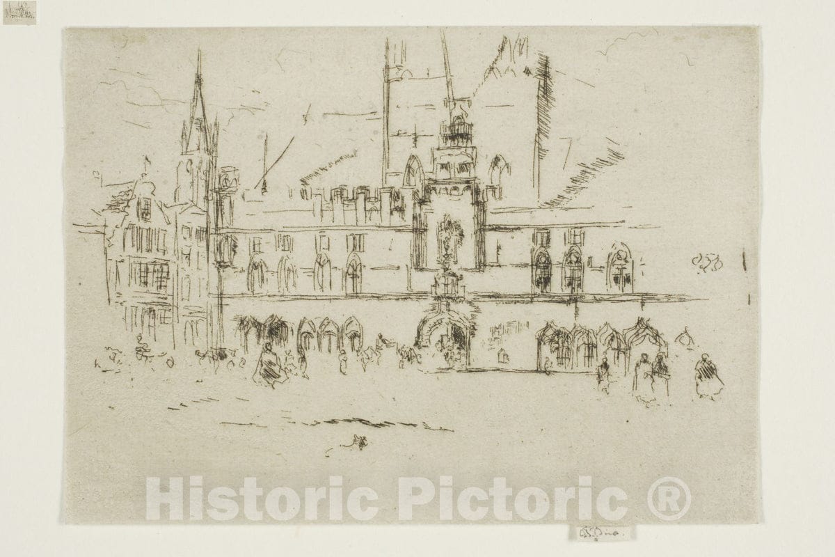 Art Print : The Market, Bruges, James McNeill Whistler, c 1859, Vintage Wall Decor :