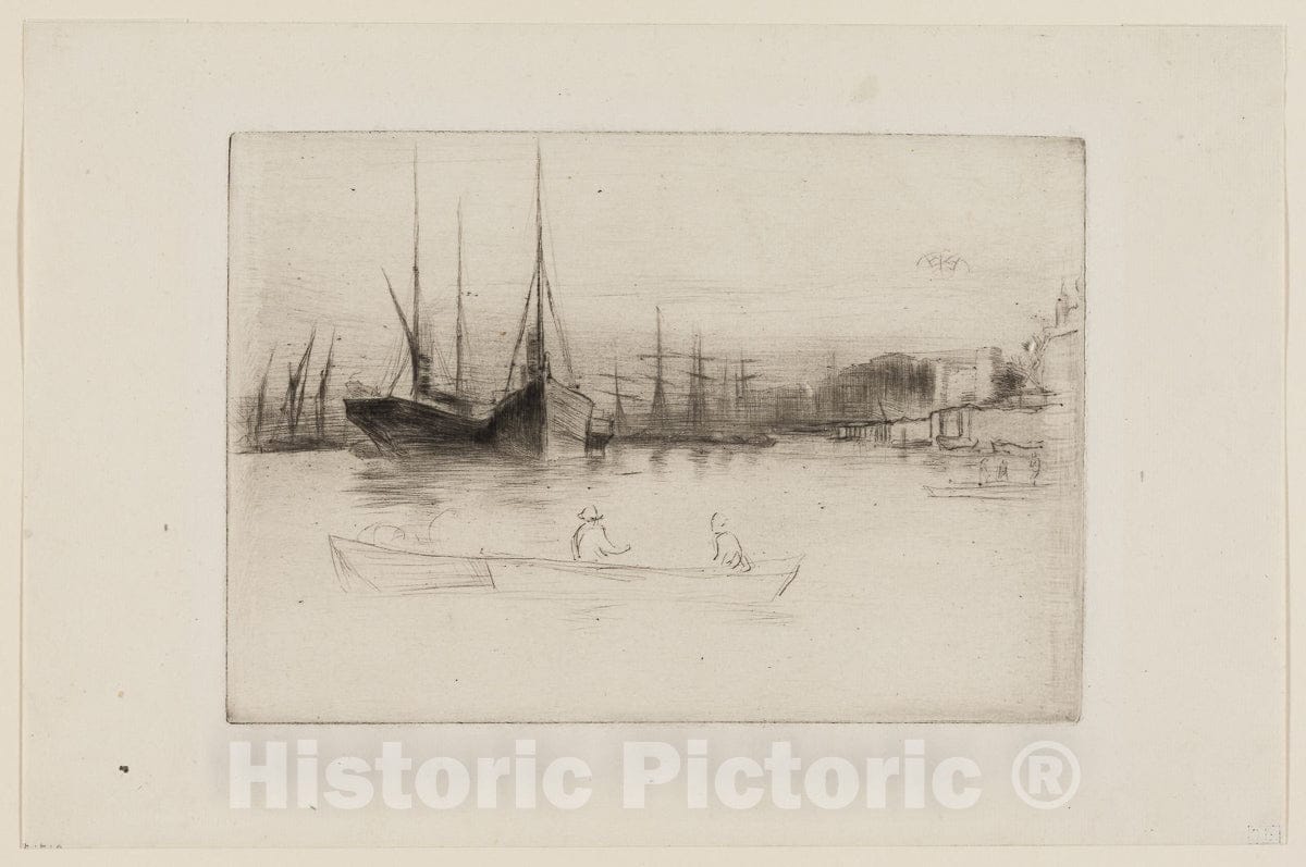 Art Print : Steamboats off the Tower, James McNeill Whistler, c 1889, Vintage Wall Decor :