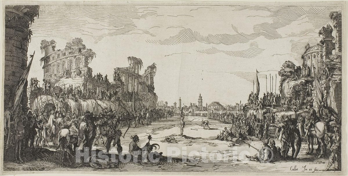 Art Print : The Ordeal by Arrows (Saint Sebastian), Jacques Callot, c.1781, Vintage Wall Decor :