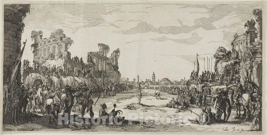 Art Print : The Ordeal by Arrows (Saint Sebastian), Jacques Callot, c.1781, Vintage Wall Decor :