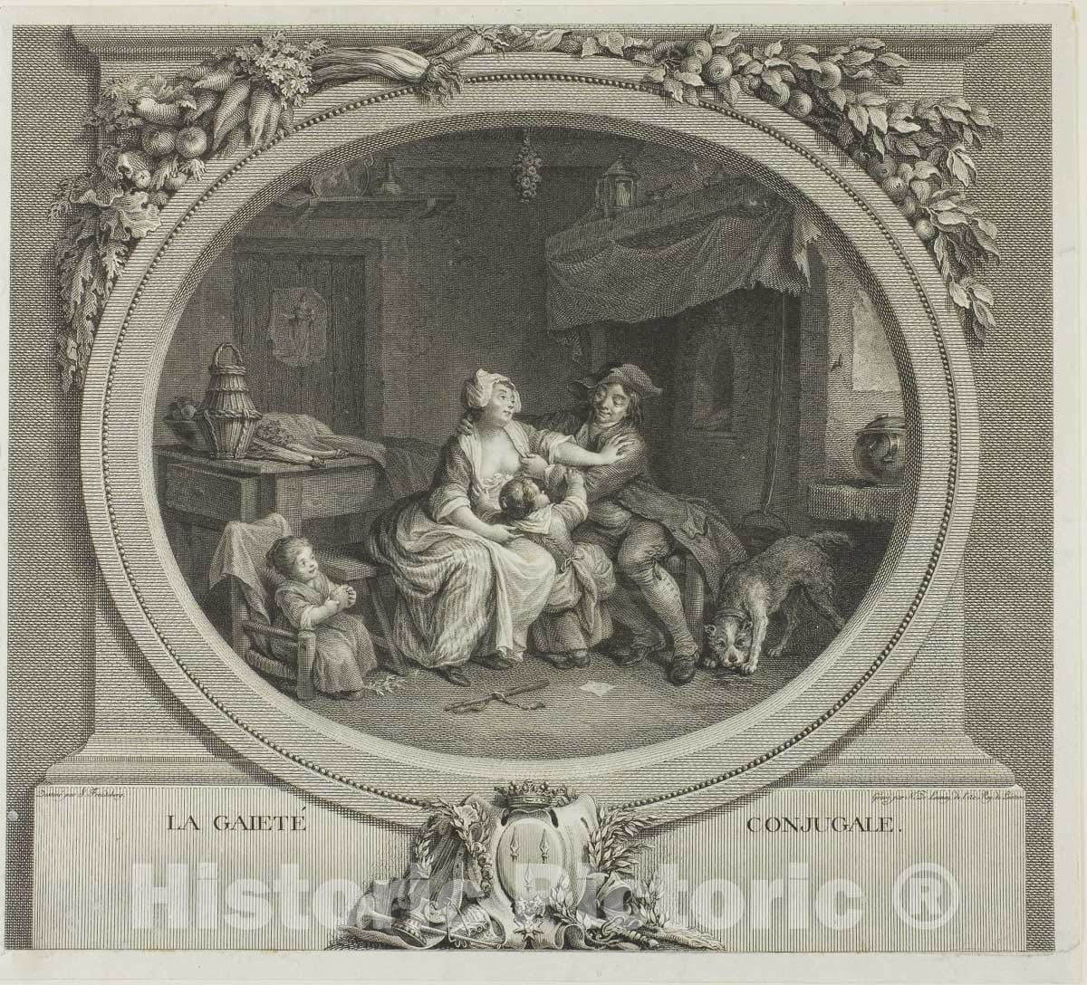 Art Print : Conjugal Gaiety, Nicolas Delaunay, c.1779, Vintage Wall Decor :