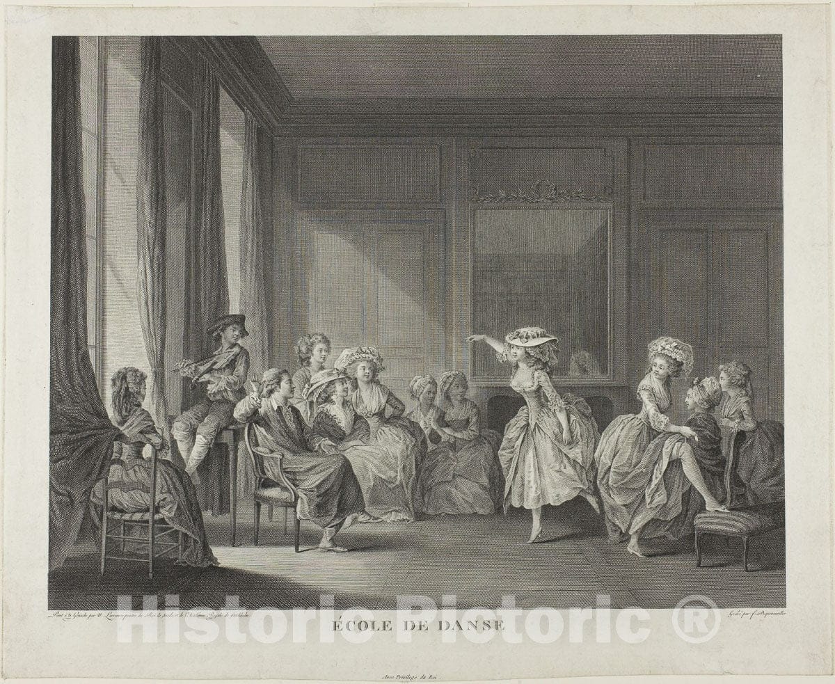 Art Print : Dancing School, FranÃ§ois Dequevauviller, c.1562, Vintage Wall Decor :
