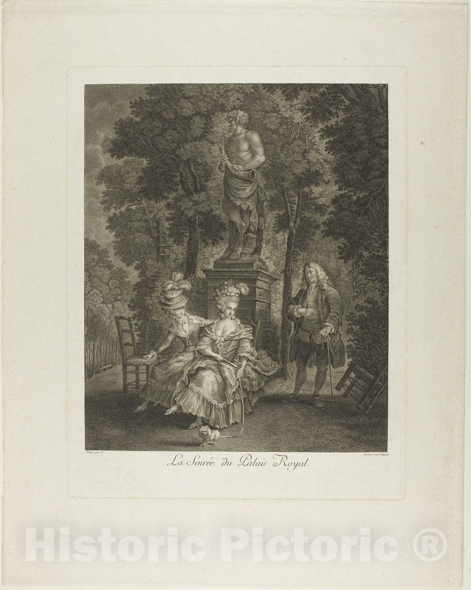 Art Print : La Soiree du Palais Royal, Jean Gabriel Caquet, c 1767, Vintage Wall Decor :