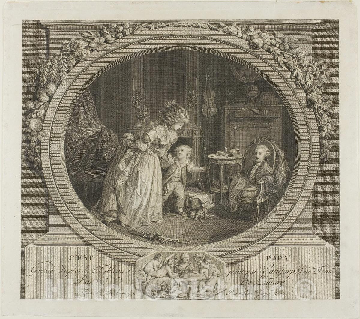 Art Print : Its papa!, Nicolas Delaunay, c.1801, Vintage Wall Decor :
