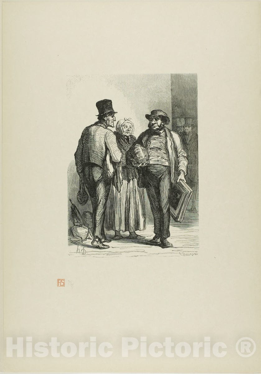 Art Print : The Auction House: The Dealers, Charles Maurand, c.1915, Vintage Wall Decor :