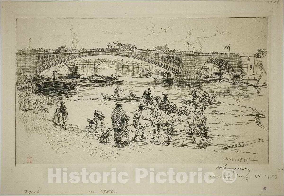 Art Print : At the Pont Sully, Louis Auguste LepÃ¨re, c 1967, Vintage Wall Decor :