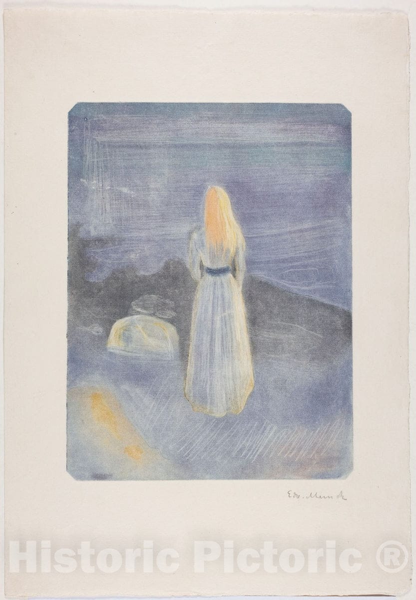 Art Print : Young Woman on the Beach, Edvard Munch,  2160BC, Vintage Wall Decor :