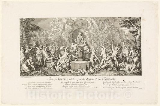 Art Print : Festival of Bacchus Celebrated by Satyrs and Bacchantes, Claude Gillot, c.1660, Vintage Wall Decor :