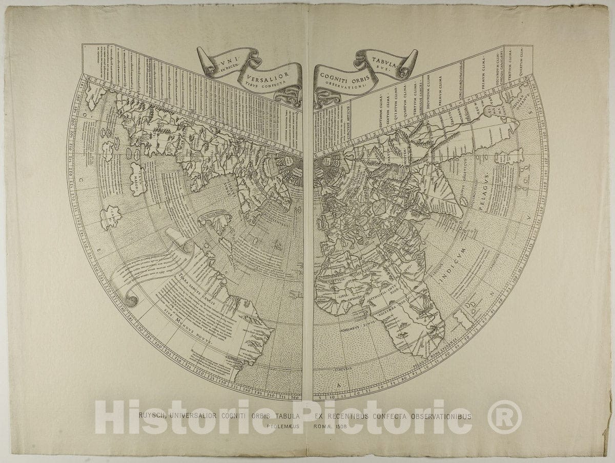 Art Print : Universalior Cogniti Orbis Tabula, Ex Recentibus Confecta Observationibus Ruysch, Unknown Artist, c.1497, Vintage Wall Decor :