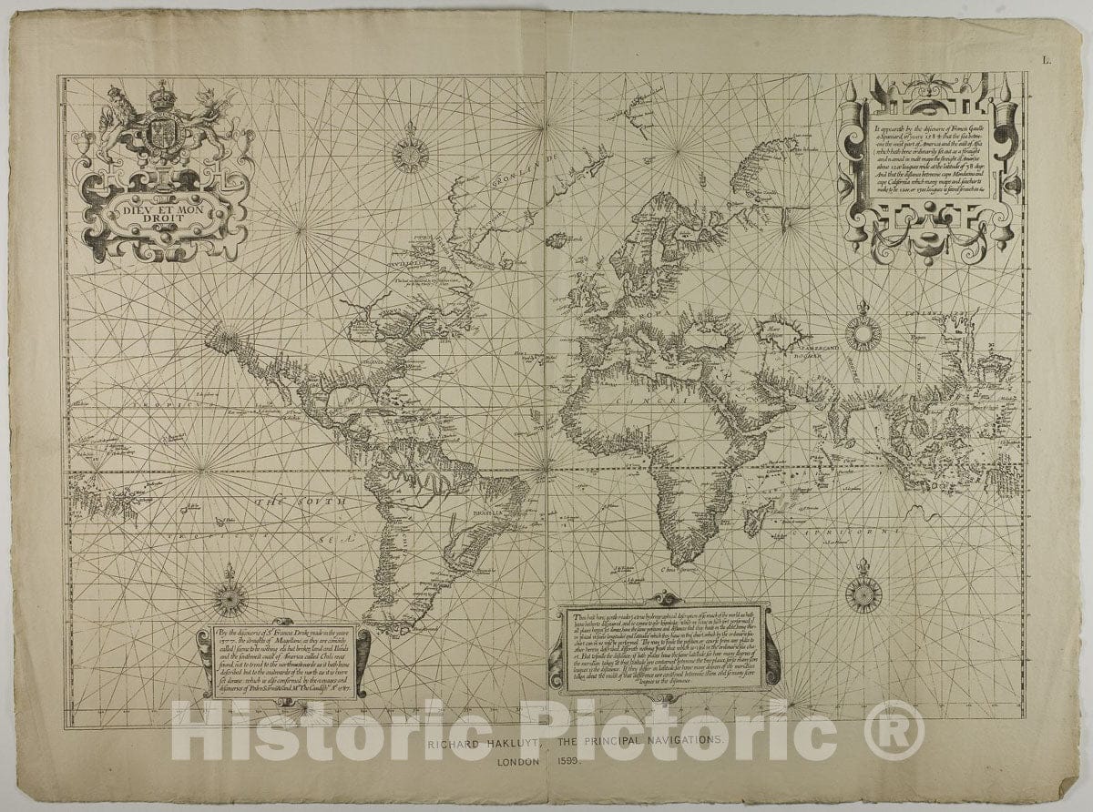 Art Print : Richard Hakluyt, the Principal Navigations, London, Richard Hakluyt, c 1515, Vintage Wall Decor :