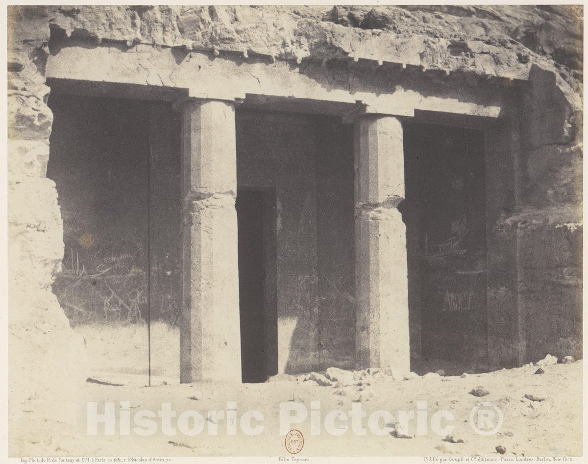 Photo Print : Félix Teynard - Béni-Haçan, Architecture Hypogéene - Tombeau de Névothph : Vintage Wall Art