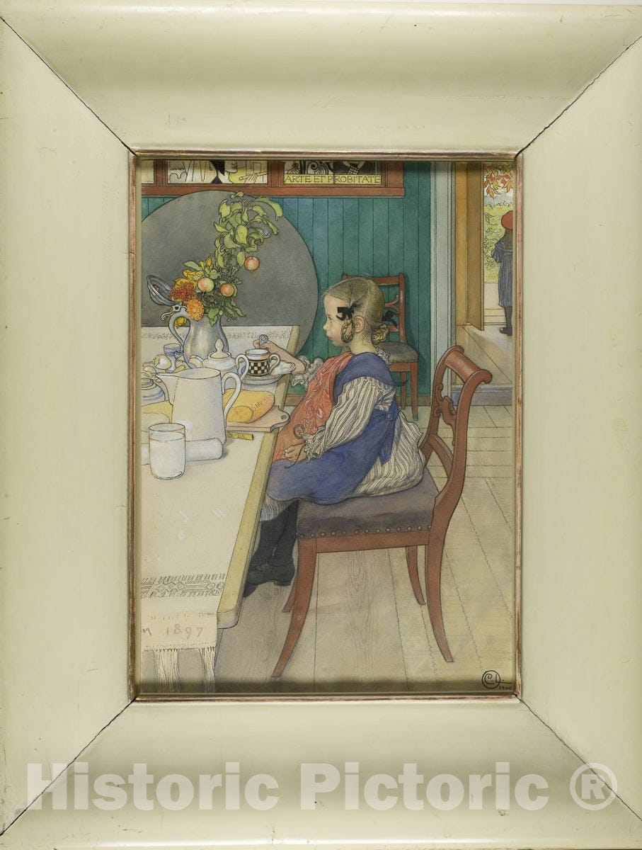 Art Print : Little Lie-A-Beds Sad Breakfast, Carl Olof Larsson, c.1875, Vintage Wall Decor :