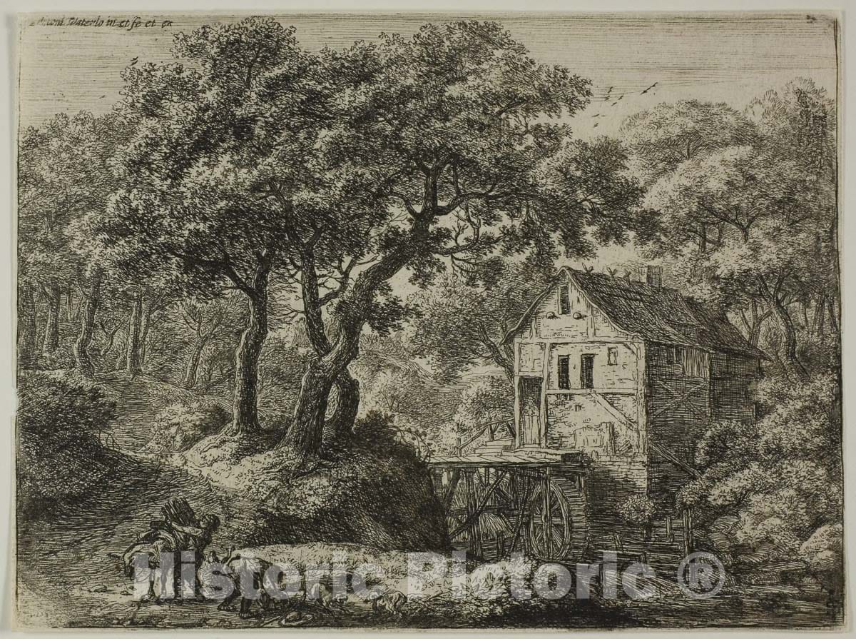 Art Print : The Mill in the Wood, Anthonie Waterloo, c.1807, Vintage Wall Decor :