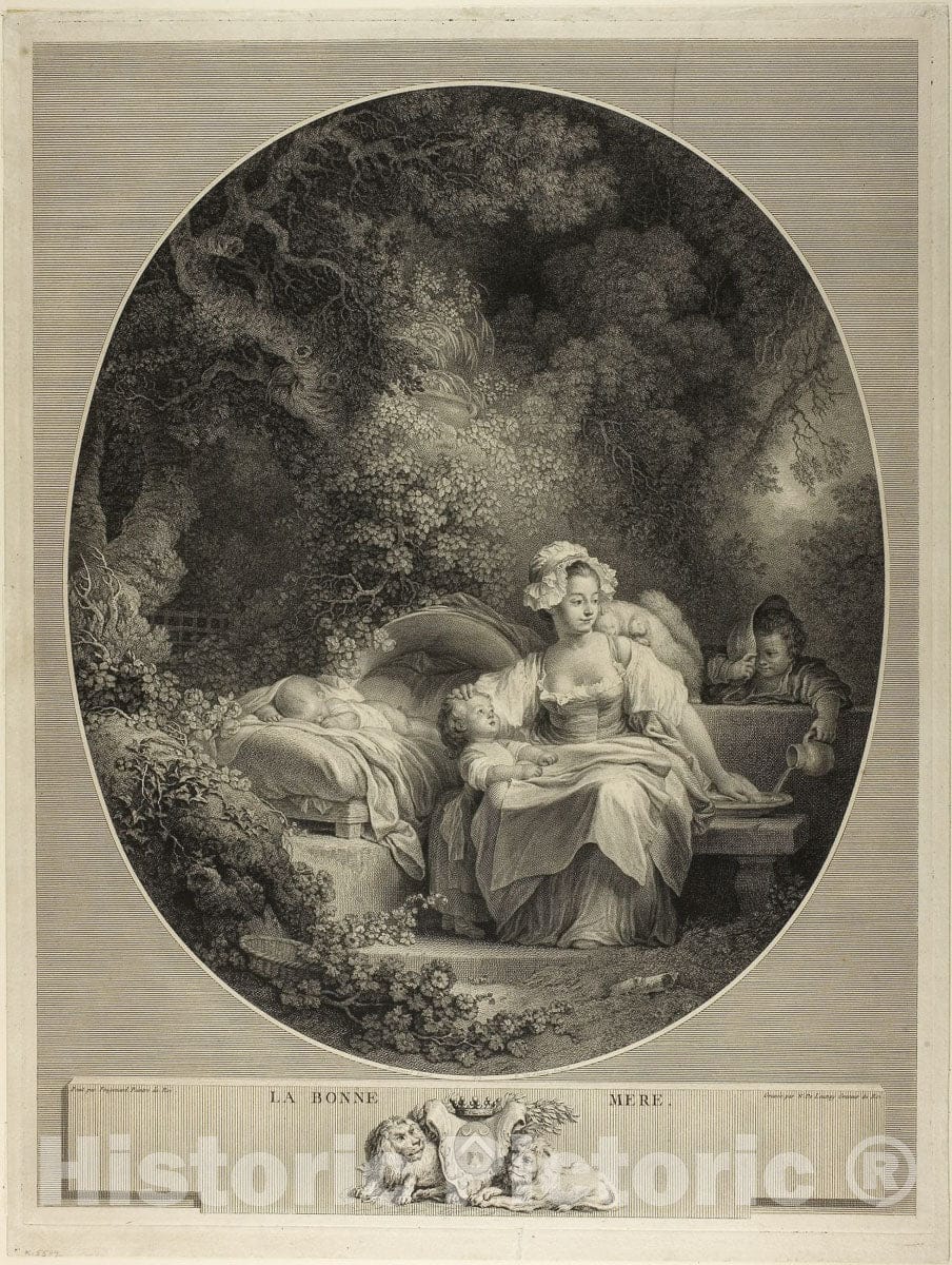 Art Print : The Good Mother, Nicolas Delaunay, c.1702, Vintage Wall Decor :
