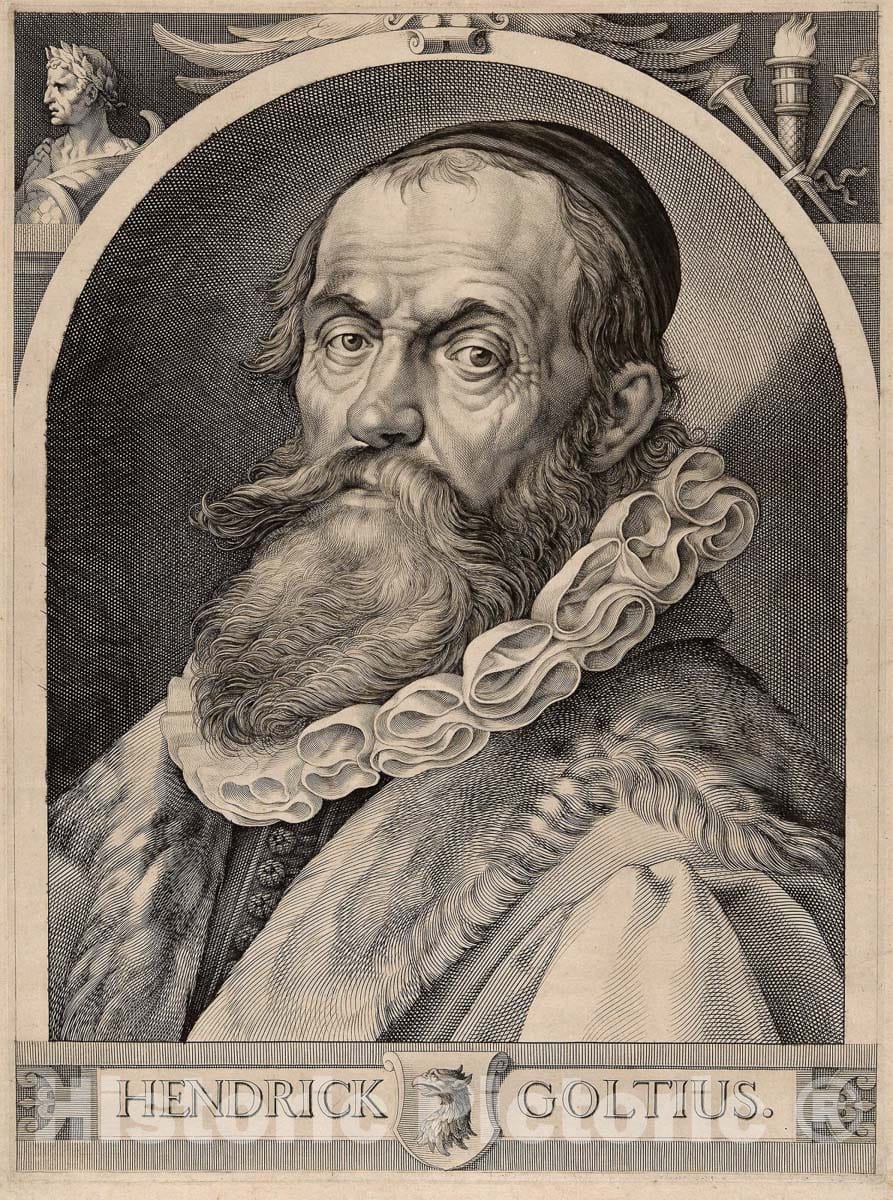 Art Print : Portrait of Hendrick Goltzius, Harmen Jansz. Muller, c.1499, Vintage Wall Decor :
