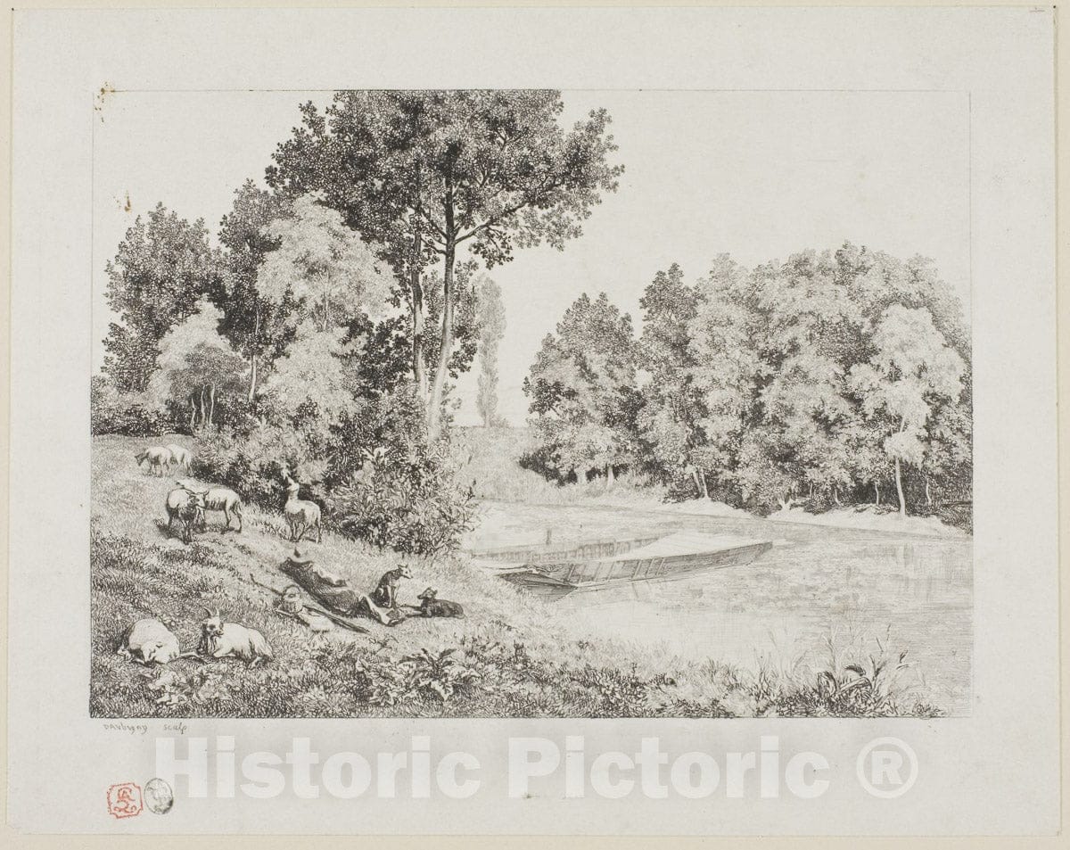 Art Print : View Taken at Bas-Meudon, Charles FranÃ§ois Daubigny, c 1883, Vintage Wall Decor :