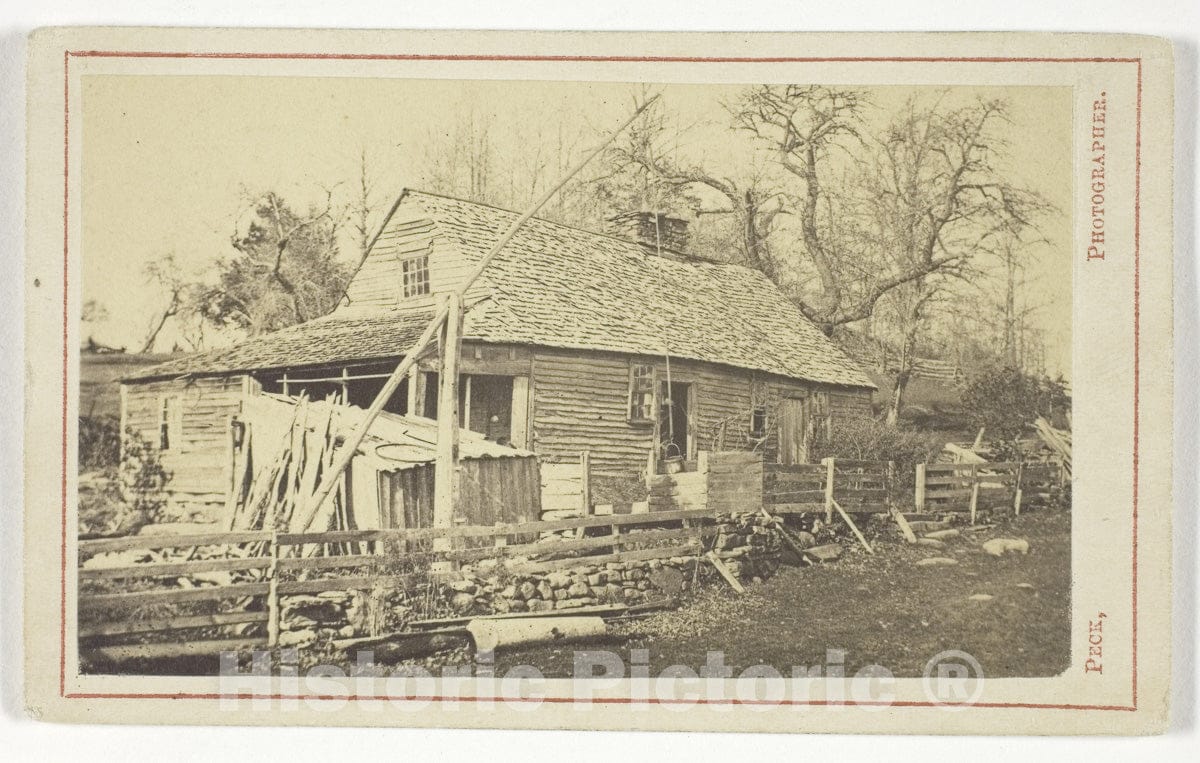 Art Photo : Untitled (Cabin with well), Henry S. Peck, c.1863, Vintage Wall Decor :