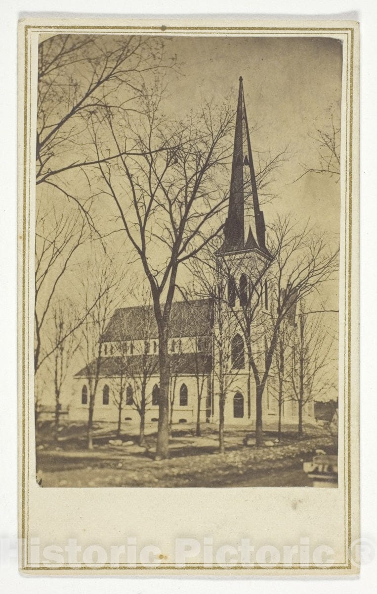 Art Photo : Untitled (church with pointed spire), Hendee, c.1880, Vintage Wall Decor :