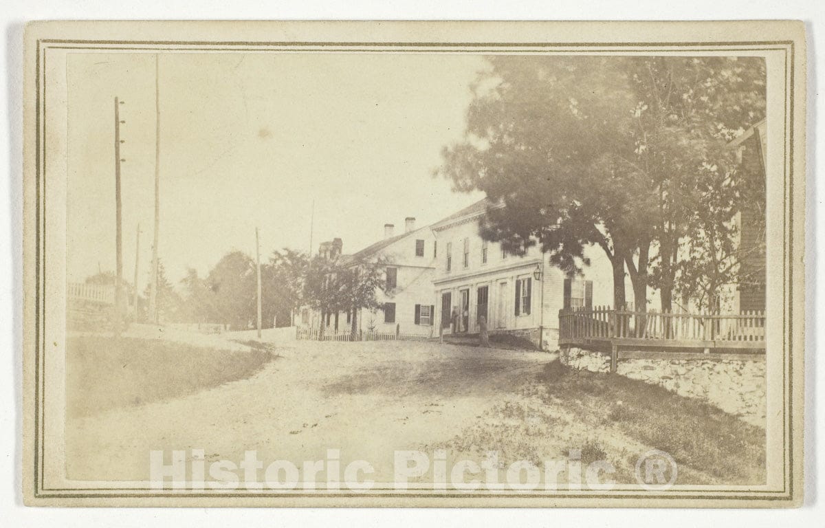 Art Photo : Untitled (view of road with white clapboard houses), T. Holmes, c.1885, Vintage Wall Decor :