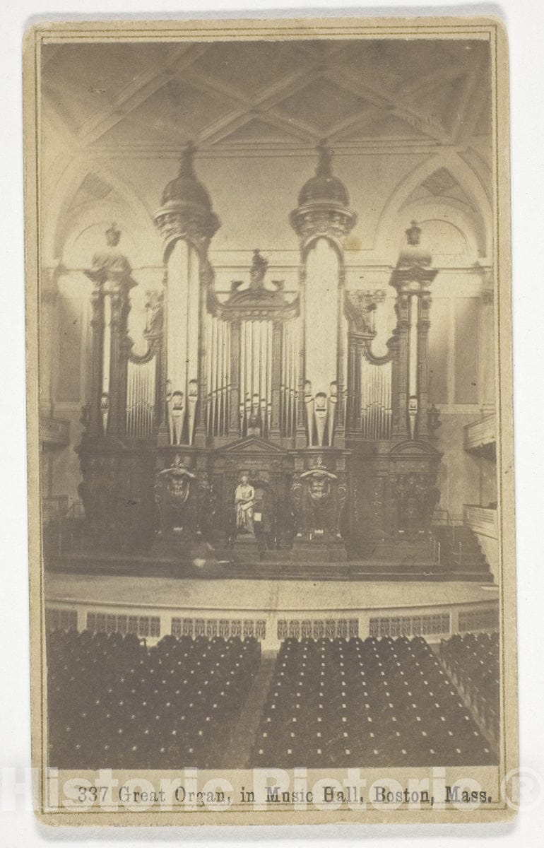 Art Photo : 337 Great Organ, in Music Hall, Boston, Mass, Charles Bierstadt, c 1700, Vintage Wall Decor :