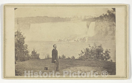 Art Photo : Untitled (Man at Niagara Falls), Unknown, c 1932, Vintage Wall Decor :