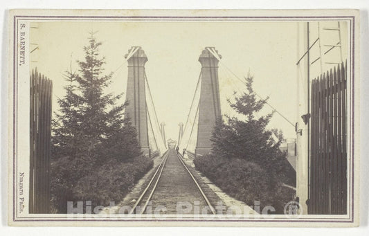Art Photo : Railway Suspension Bridge, Niagara Falls, S. Barnett, c 1873, Vintage Wall Decor :