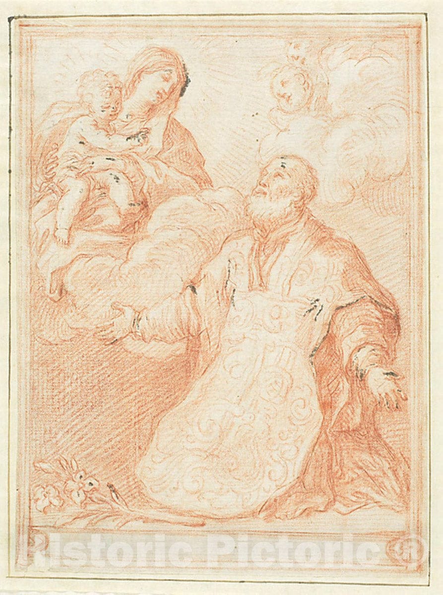 Art Print : Vision of Saint Philip Neri, Guido Reni, c.1638, Vintage Wall Decor :