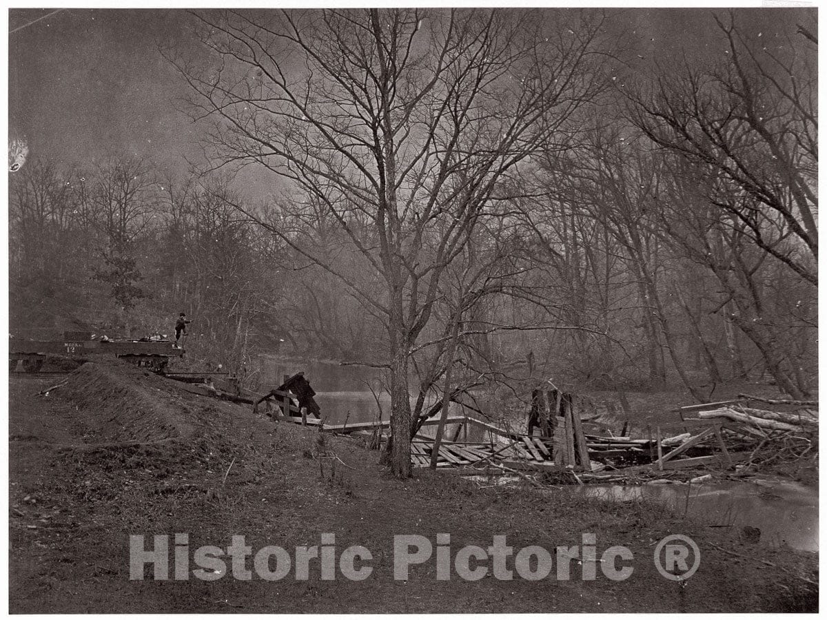 Photo Print : Formerly Mathew B. Brady - Ruins of RR Bridge. Bull Run : Vintage Wall Art