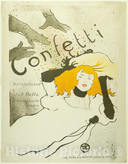 Art Print : Confetti, Henri de Toulouse-Lautrec, c 1893, Vintage Wall Decor :