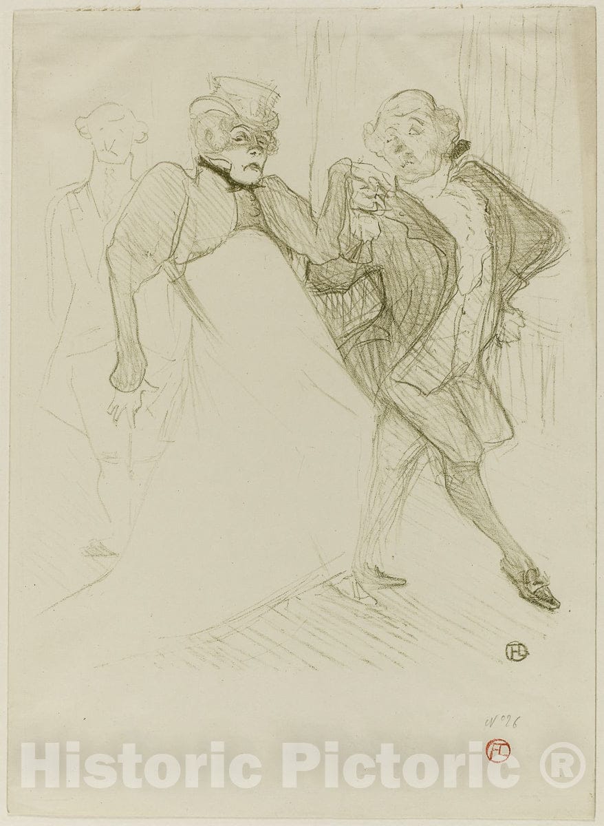 Art Print : Rejane and Galipaux, in Madame Sans-GÃªne, Henri de Toulouse-Lautrec, c 1893, Vintage Wall Decor :