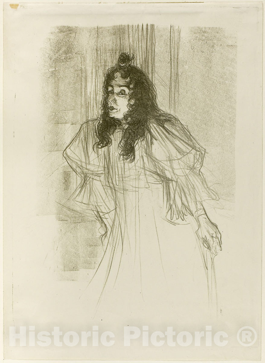 Art Print : Miss May Belfort with Long Hair, Henri de Toulouse-Lautrec, c 1893, Vintage Wall Decor :