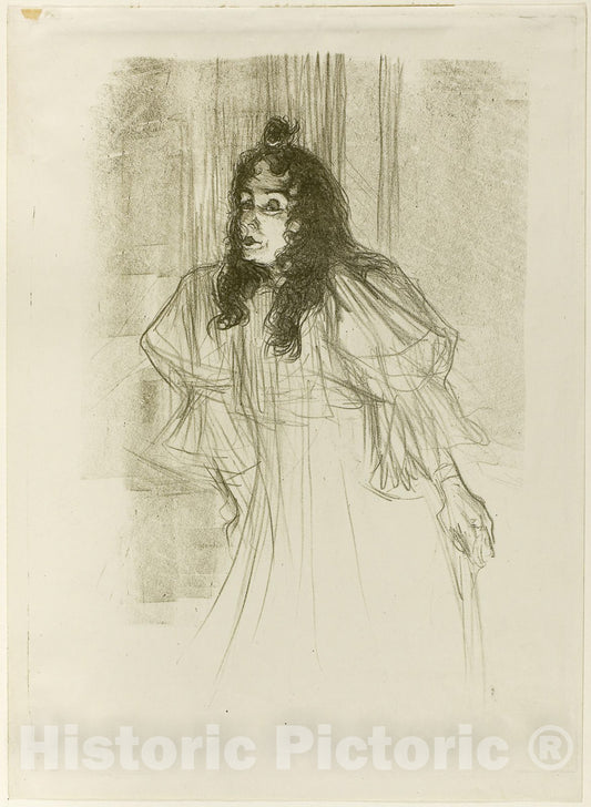 Art Print : Miss May Belfort with Long Hair, Henri de Toulouse-Lautrec, c 1893, Vintage Wall Decor :