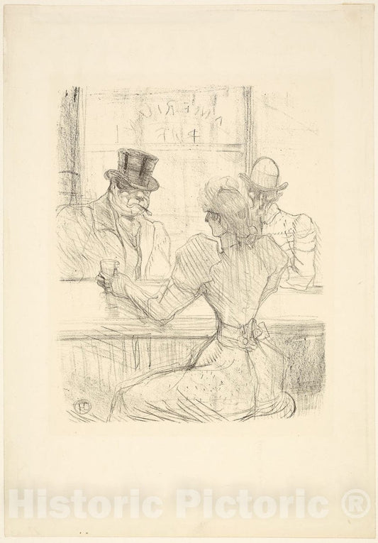 Art Print : In the Picton Bar (American Bar), rue Scribe, Henri de Toulouse-Lautrec, c 1954, Vintage Wall Decor :