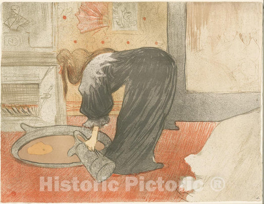 Art Print : Woman with a Tub, plate four from Elles, Henri de Toulouse-Lautrec, c 1970, Vintage Wall Decor :
